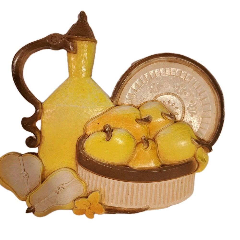 Vintage  Homco Wall Plaque Syroco Inc Mixed Fruit Yellow Jug Kitschy Decor